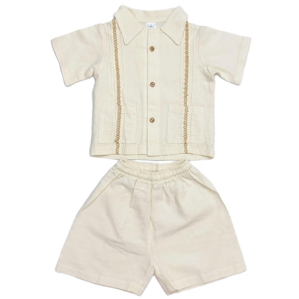 B05-Unknown, 2Y, s/s linen guayabera shirt + short